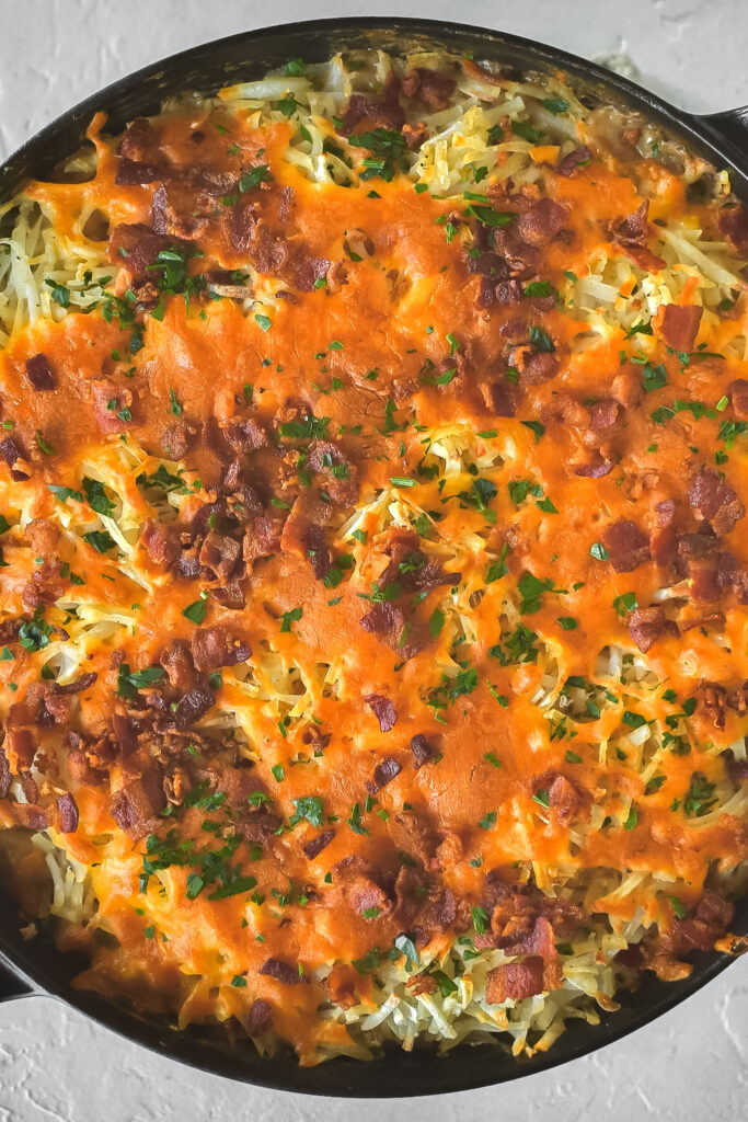 homemade cowboy casserole in a cast iron pan | thefarmstyle