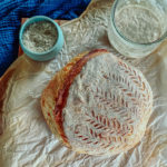 sourdough bread with wheat scores