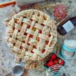 sprinkle pie crust with strawberries, vanilla extract, rolling pin, salt, sprinkles