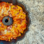 savory ham and cheese monkey bread in bundt pan