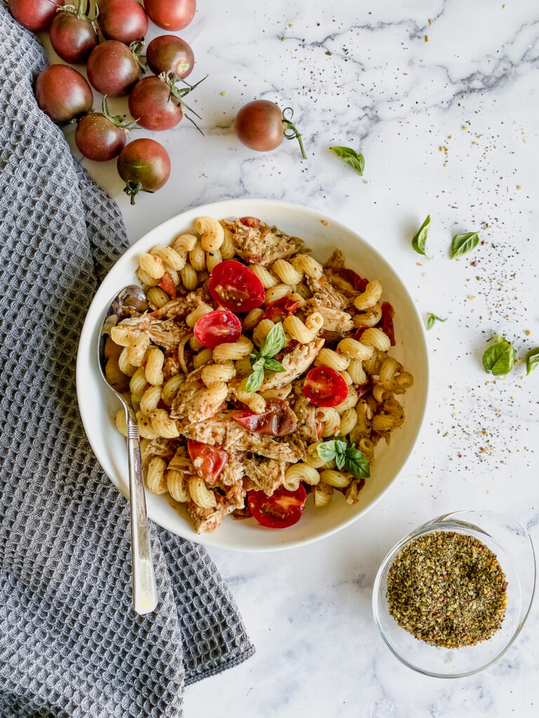 Sweet Basil and Oregano Bruschetta Chicken Pasta