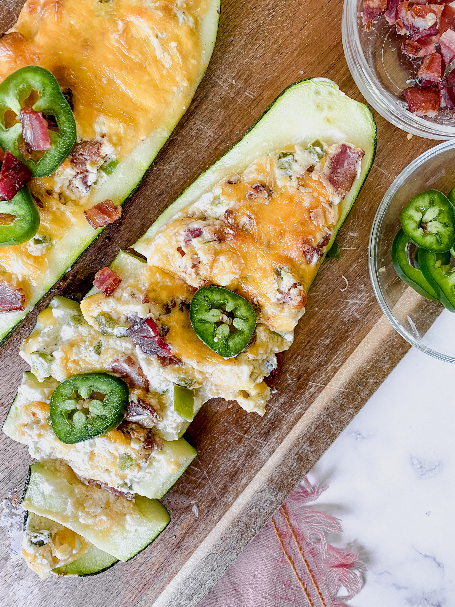 Jalapeño Popper Zucchini Boats | Summer Side Dish