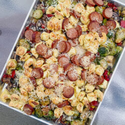 easy sheet pan kielbasa tortellini dinner