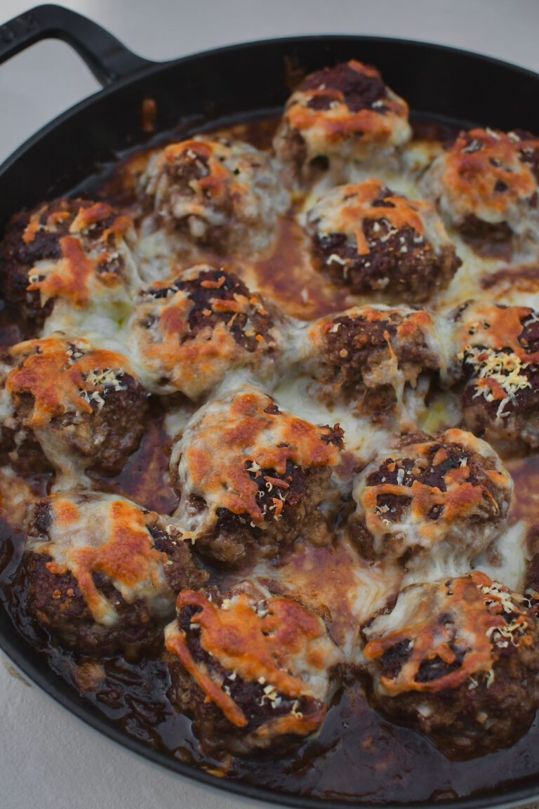 French Onion Meatball Bake
