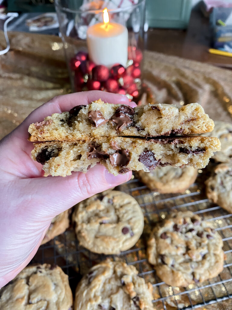 the farmstyle sourdough chocolate chip cookies interior photograph
