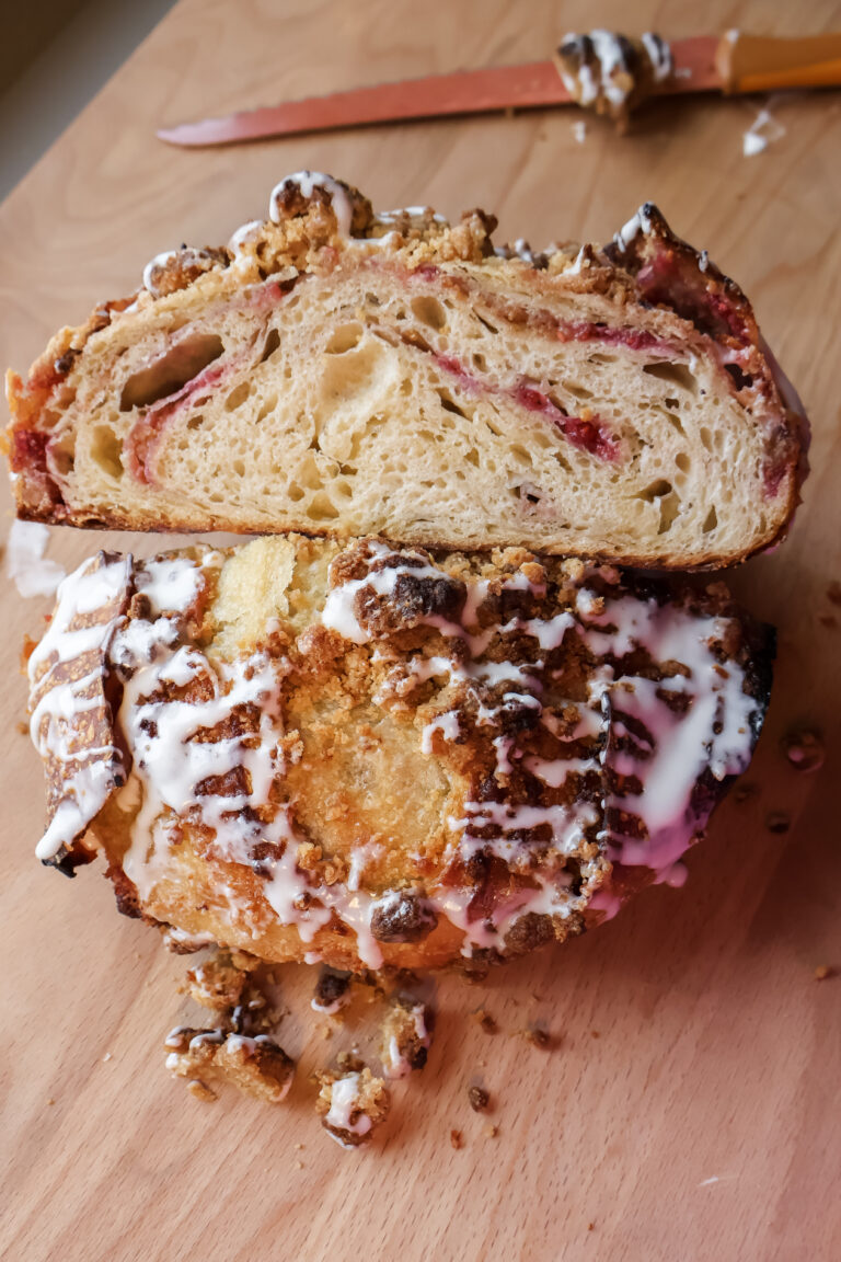 Raspberry Crumble Croissant Sourdough Loaf