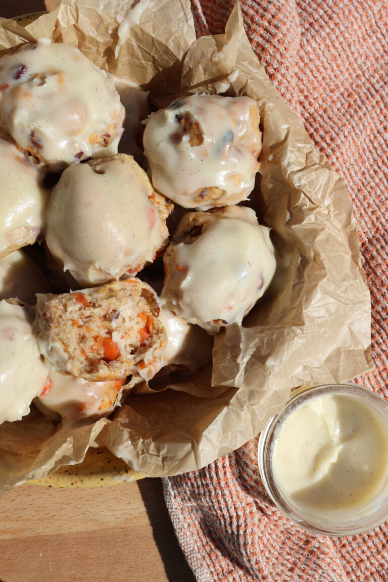 Sourdough Discard Carrot Cake Donut Holes