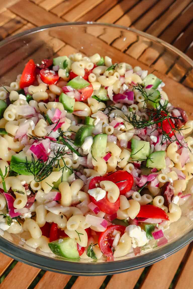 Greek Pasta Salad with Homemade Greek Dressing