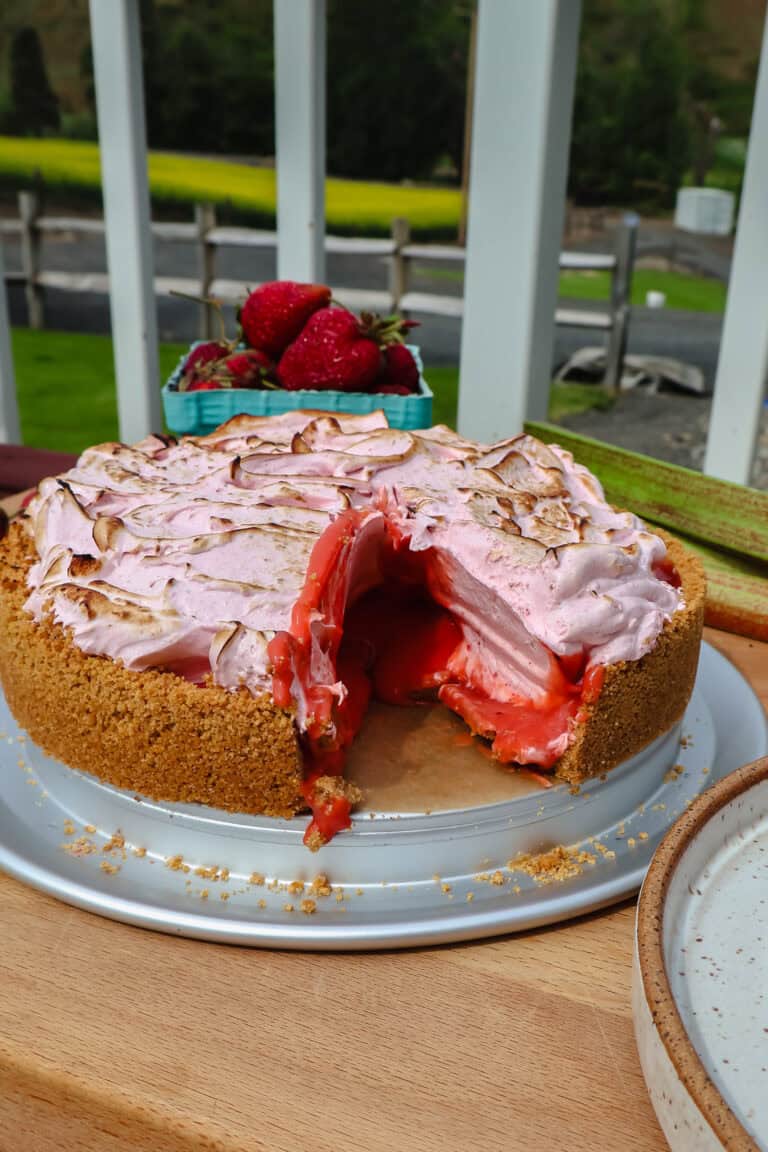 No Bake Strawberry Rhubarb Meringue Pie