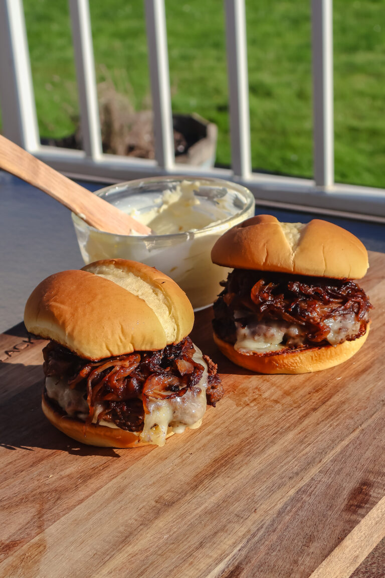 French Onion Smash Burger on the Blackstone