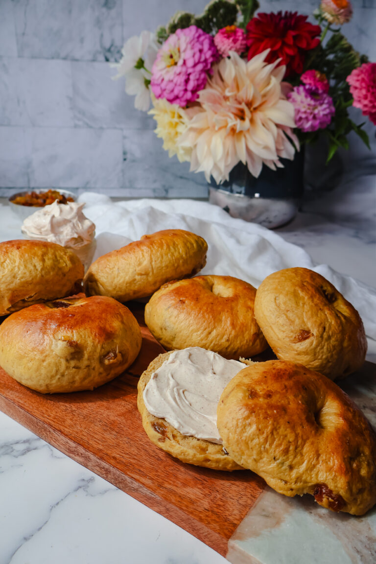 Pumpkin Cinnamon Raisin Sourdough Bagels
