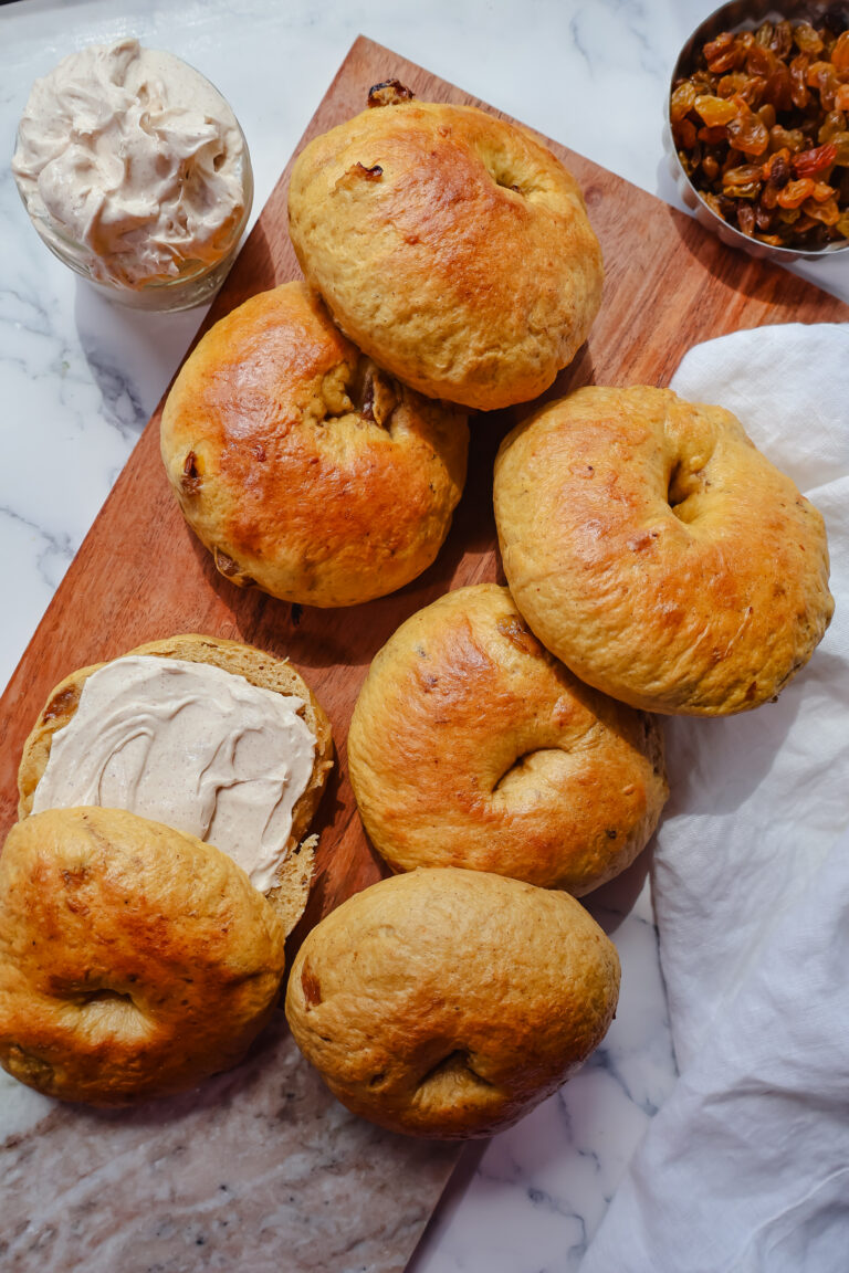 Homemade Pumpkin Cinnamon Raisin Bagels