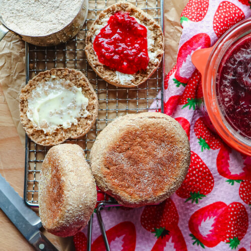 Homemade Whole Wheat English Muffins | Easy No Knead - The Farmstyle