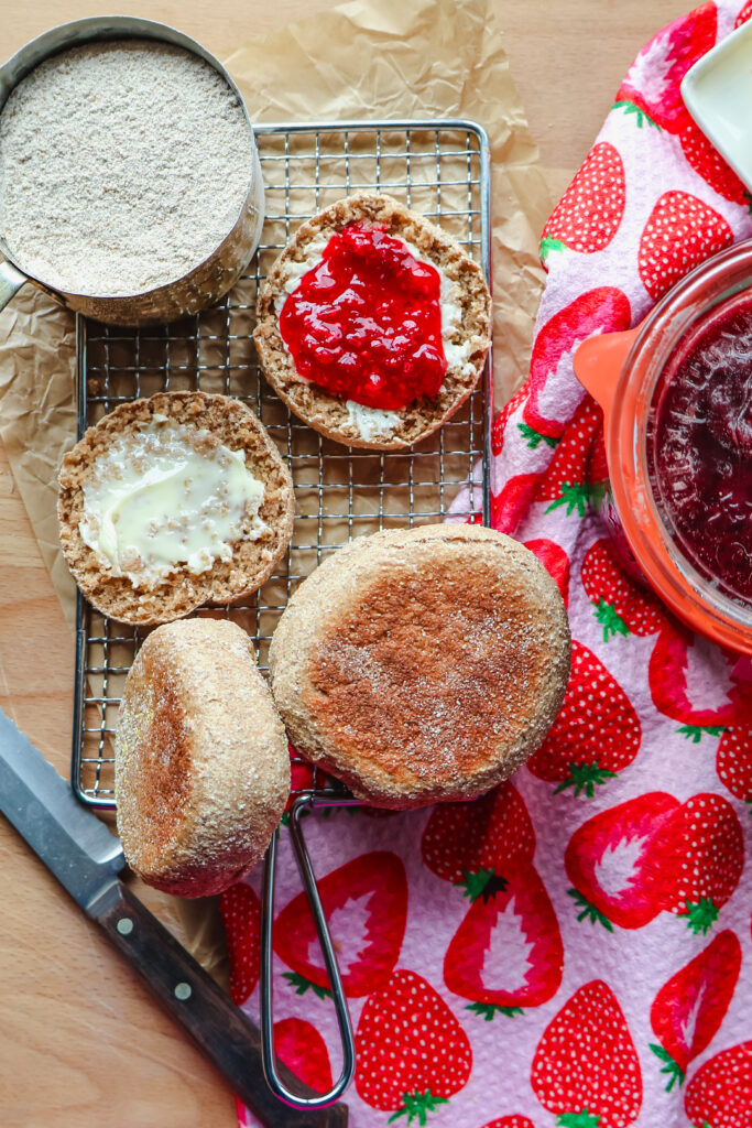 Homemade Whole Wheat English Muffins | Easy No Knead