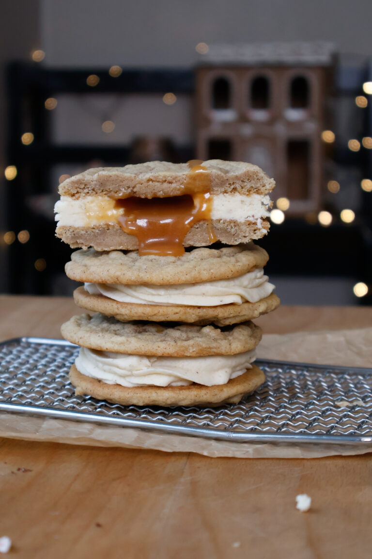Caramel Eggnog Cookie Sandwiches