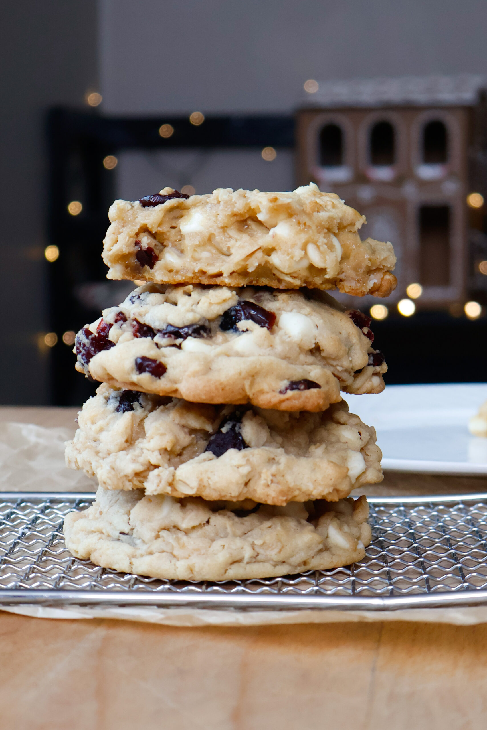 white chocolate and craisin cookies