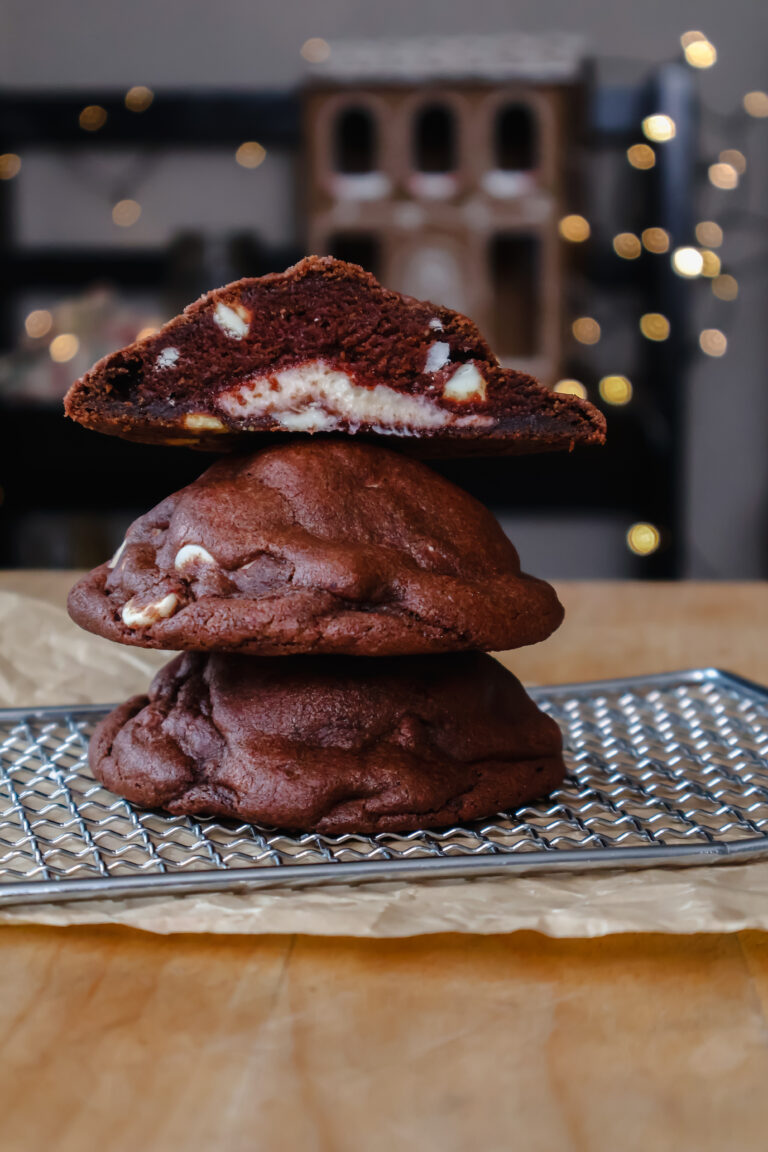 Bakery Style Stuffed Red Velvet Cookies